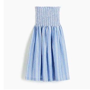 J.crew smoked strapless beach dress in seersucker